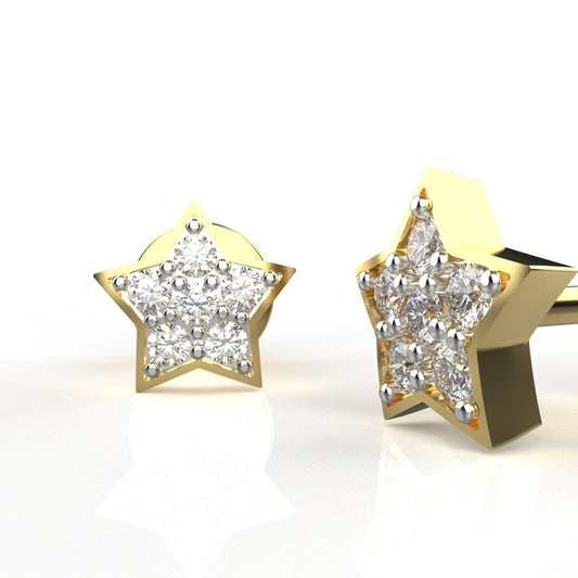 Avarta Jewellery 18K Gold Star Diamond Studs Earrings