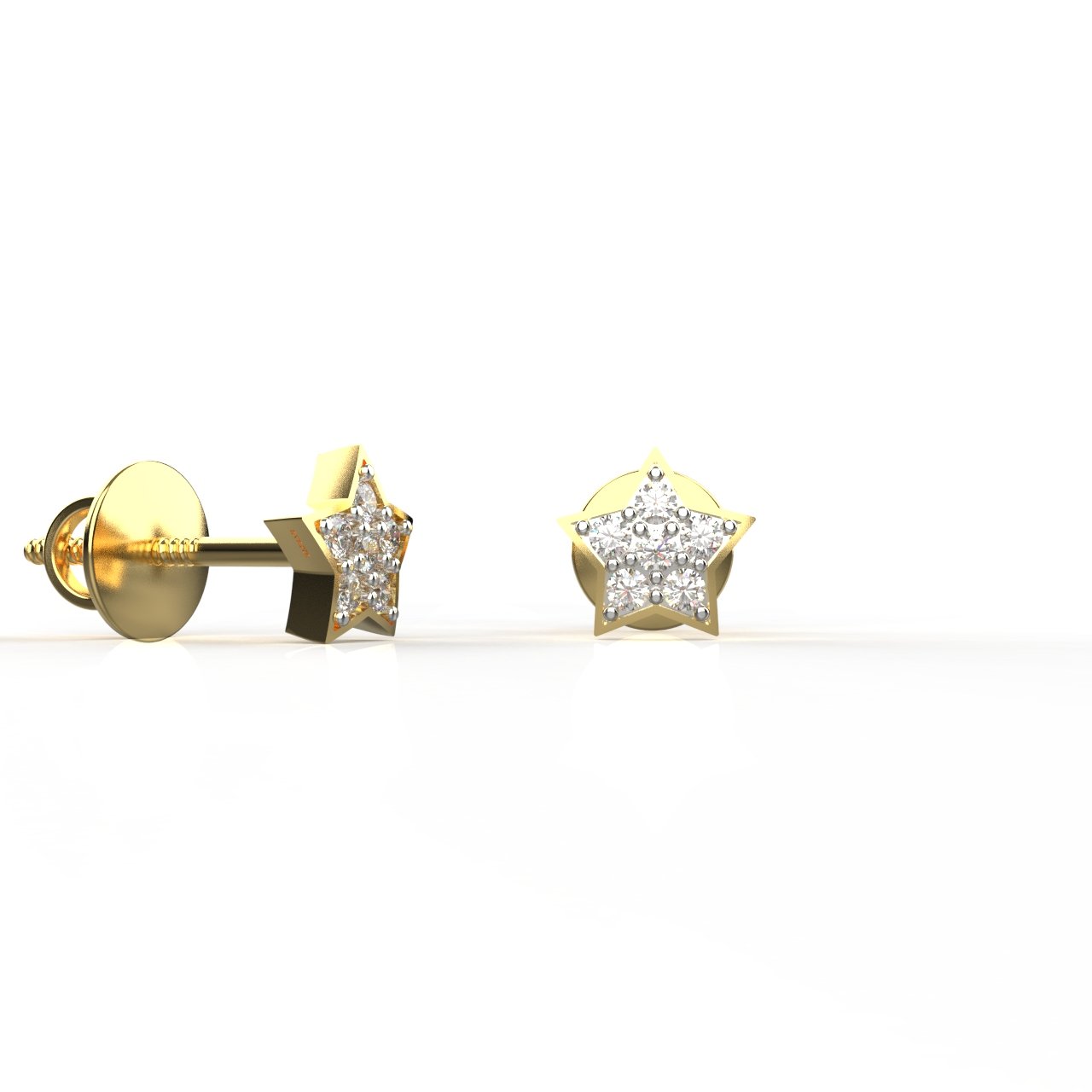 Avarta Jewellery 18K Gold Star Diamond Studs Earrings