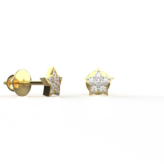 Avarta Jewellery 18K Gold Star Diamond Studs Earrings
