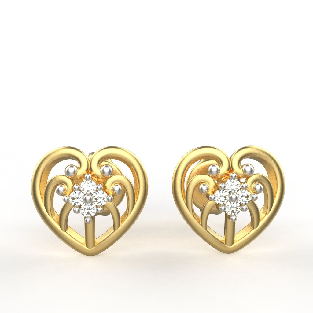 Avarta Jewellery 18K Hallmarked Gold Certified Diamond Studs Earring For Kids, Girls &amp; Women