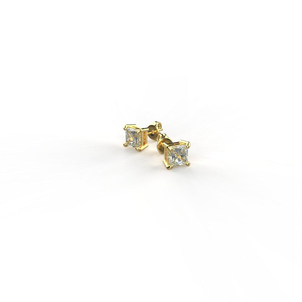 Avarta Jewellery 18K 0.50 Carat Each Princess Cut Unisex Solitaire Studs