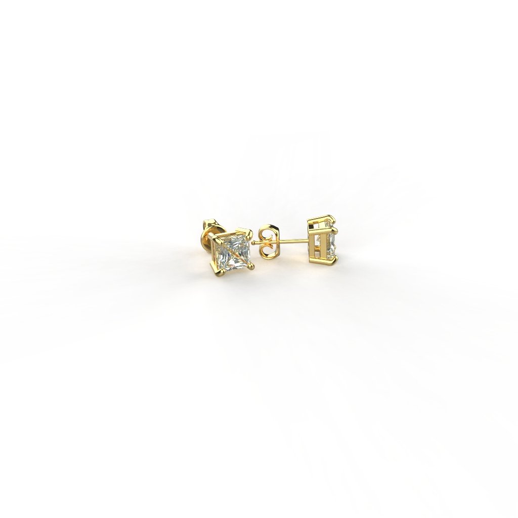 Avarta Jewellery 18K 0.50 Carat Each Princess Cut Unisex Solitaire Studs