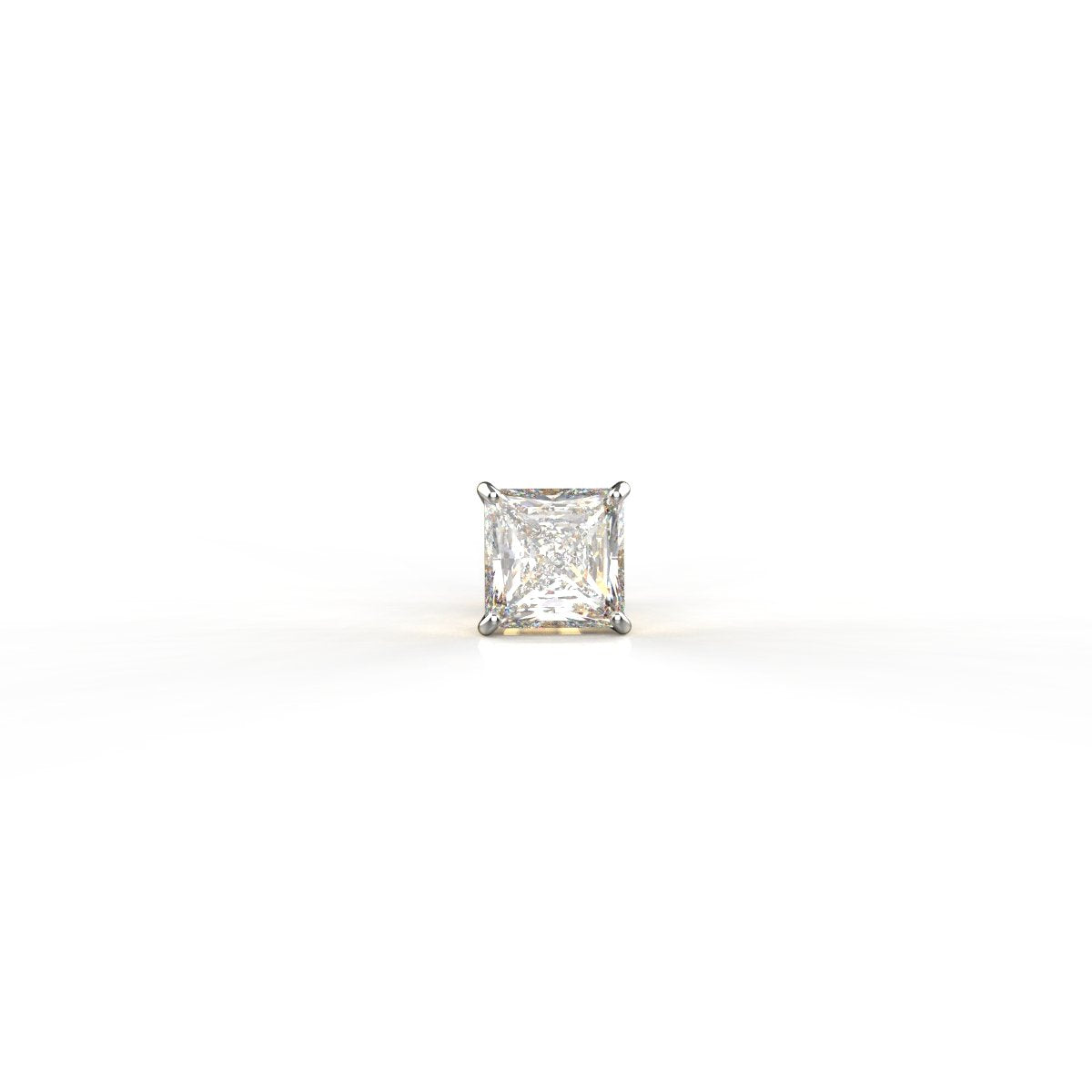 Avarta Jewellery 92.5 Sterling Silver 2 Carat Princess Cut Solitaire Unisex Stud Earring - Single Pcs