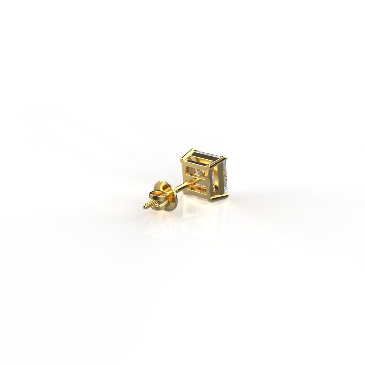 Avarta Jewellery 92.5 Sterling Silver 2 Carat Princess Cut Solitaire Unisex Stud Earring - Single Pcs