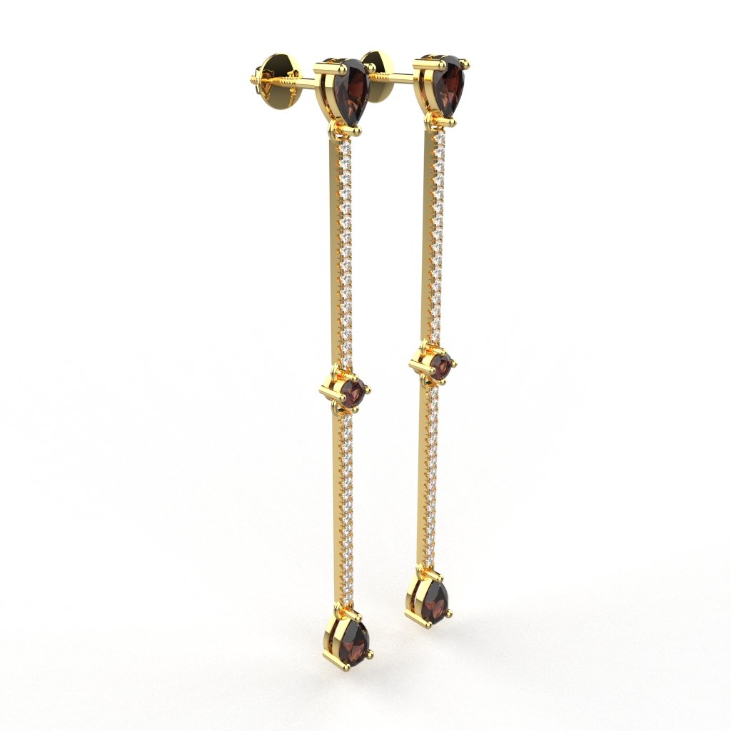 Avarta Enchanting 18K Gold Ruby Diamond Long Earrings Secondary image