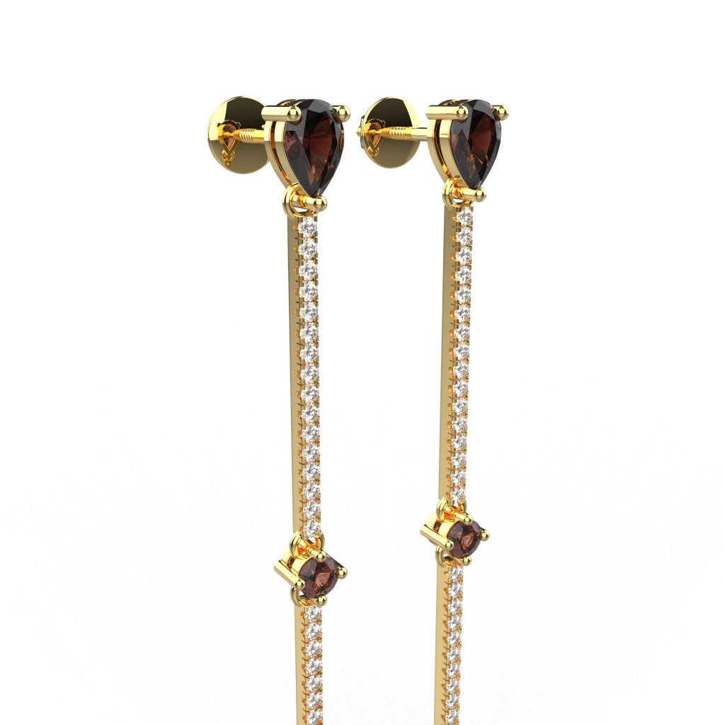 Avarta Enchanting 18K Gold Ruby Diamond Long Earrings