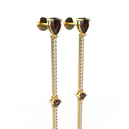 Avarta Enchanting 18K Gold Ruby Diamond Long Earrings