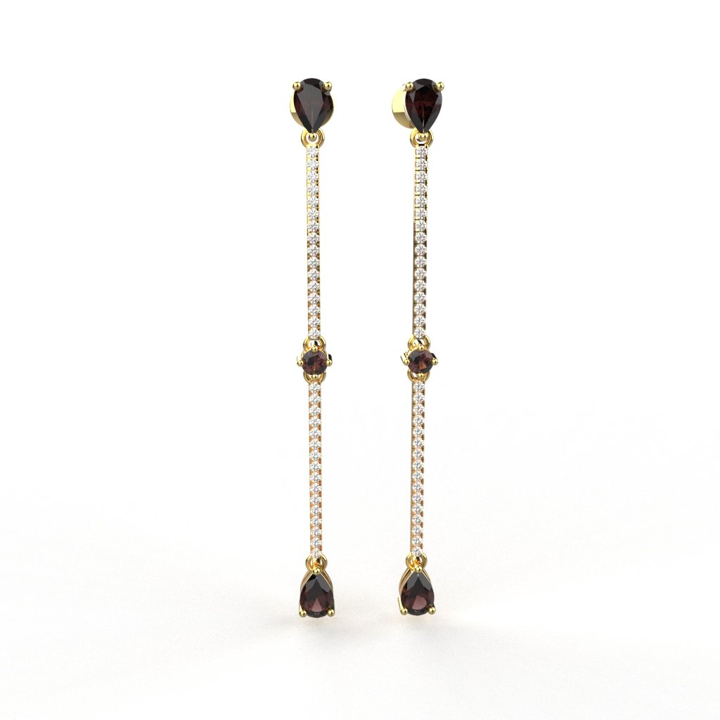 Avarta Enchanting 18K Gold Ruby Diamond Long Earrings Main image