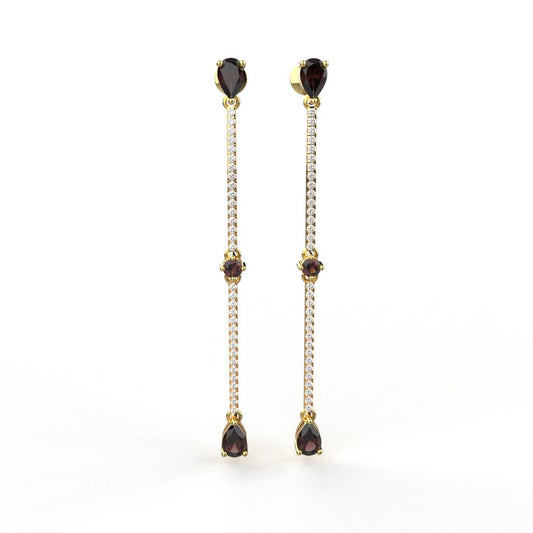 Avarta Enchanting 18K Gold Ruby Diamond Long Earrings