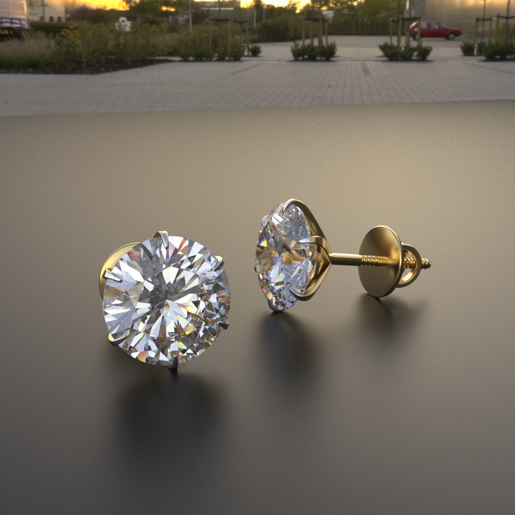 Avarta Jewellery 14k Gold 3 Carat Moissanite Stud Earrings
