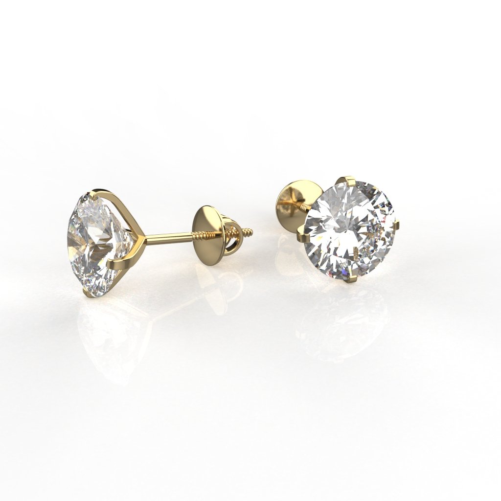 Avarta 18k Gold 3.80 Carat Each Solitaire Studs Earring For Girls &amp; Women