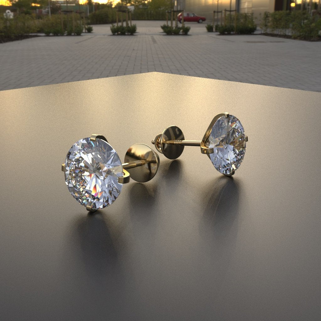 Avarta 18k Gold 3.80 Carat Each Solitaire Studs Earring For Girls &amp; Women