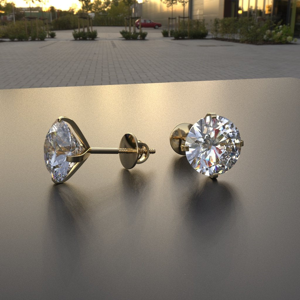 Avarta 18k Gold 3.80 Carat Each Solitaire Studs Earring For Girls &amp; Women