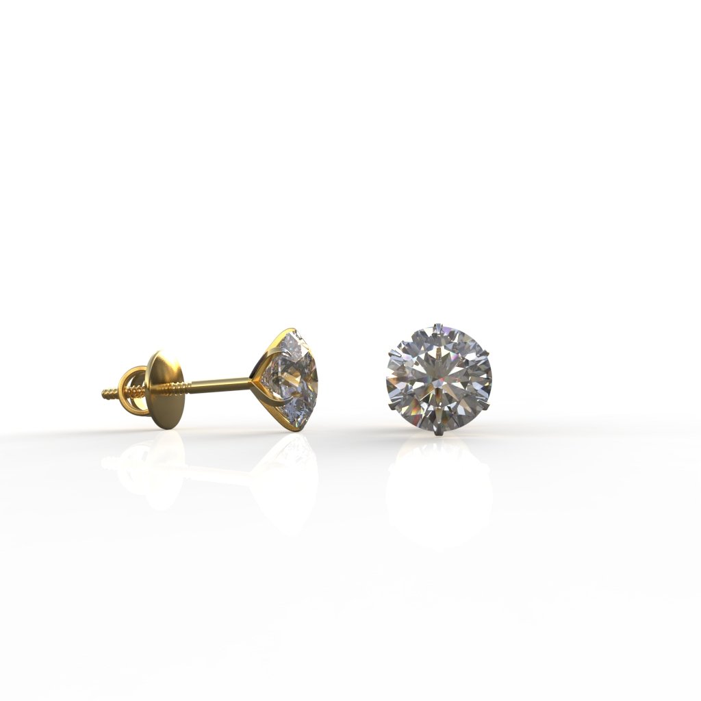 Avarta Jewellery Sterling Silver 50 Cents Moissanite Solitaire Stud Earrings with Gold Polish