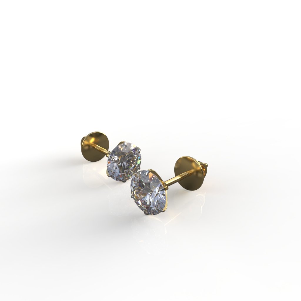 Avarta Jewellery Sterling Silver 50 Cents Moissanite Solitaire Stud Earrings with Gold Polish