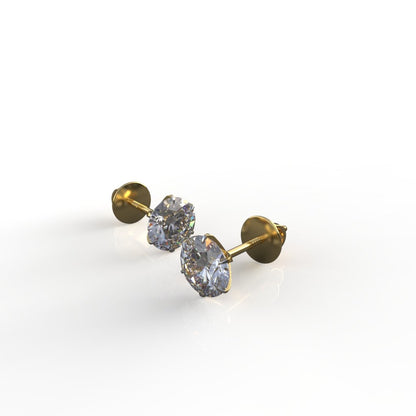 Avarta Jewellery Sterling Silver 50 Cents Moissanite Solitaire Stud Earrings with Gold Polish