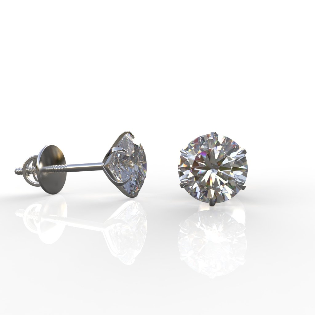 Avarta Jewellery Sterling Silver 1 Carat Moissanite Solitaire Stud Earrings