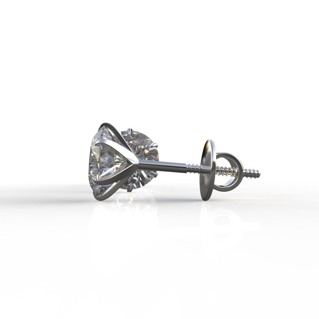 Avarta Jewellery Sterling Silver 1 Carat Moissanite Solitaire Stud Earrings