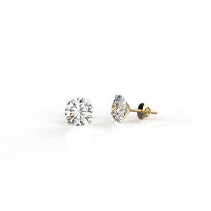 Avarta Jewellery 14k Gold 1 Carat Moissanite Unisex Solitaire Studs