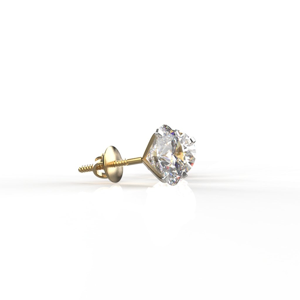 Avarta Jewellery 14k Gold 1 Carat Moissanite Unisex Solitaire Studs