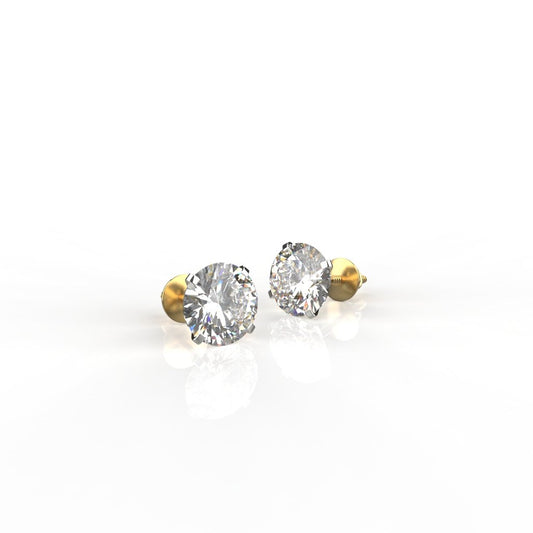 Avarta Jewellery 14k Gold 1 Carat Moissanite Unisex Solitaire Studs