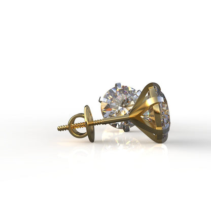 Avarta Jewellery 18k Gold 8.50 Carat Each Moissanite Solitaire Stud Earrings