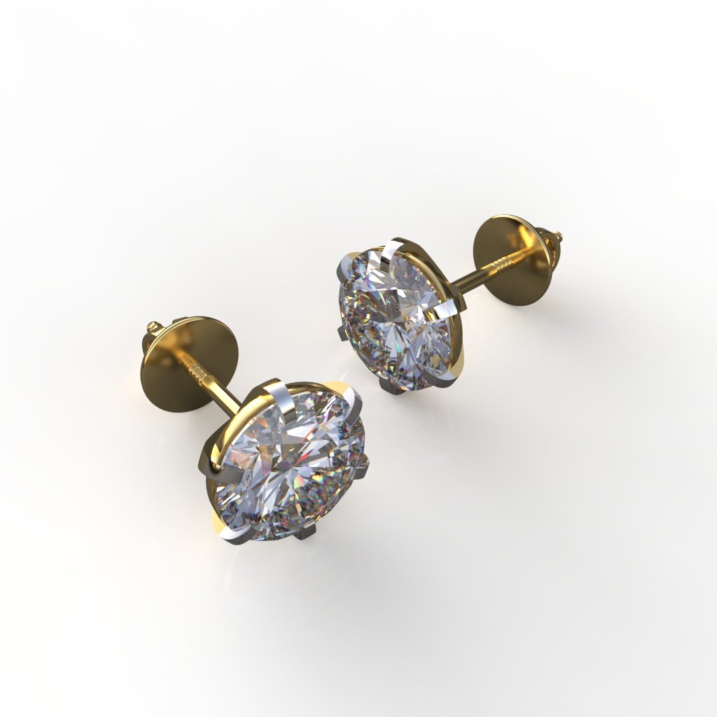 Avarta Jewellery 18k Gold 8.50 Carat Each Moissanite Solitaire Stud Earrings