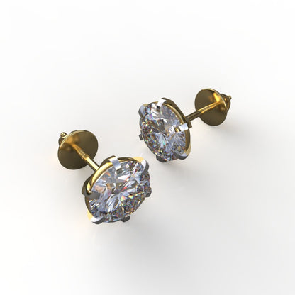 Avarta Jewellery 18k Gold 8.50 Carat Each Moissanite Solitaire Stud Earrings
