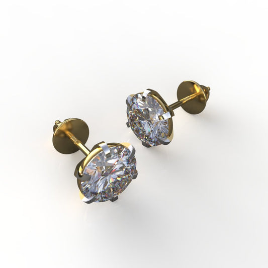 Avarta Jewellery 18k Gold 8.50 Carat Each Moissanite Solitaire Stud Earrings