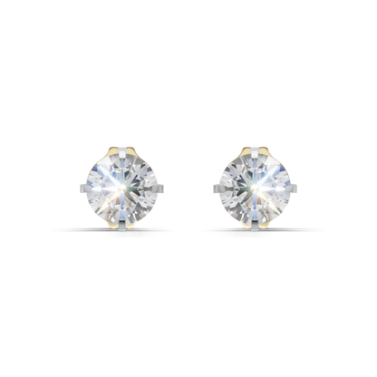 9 Kt Gold 10 Pointer Each Solitaire Lab Grown Diamond Stud Earrings