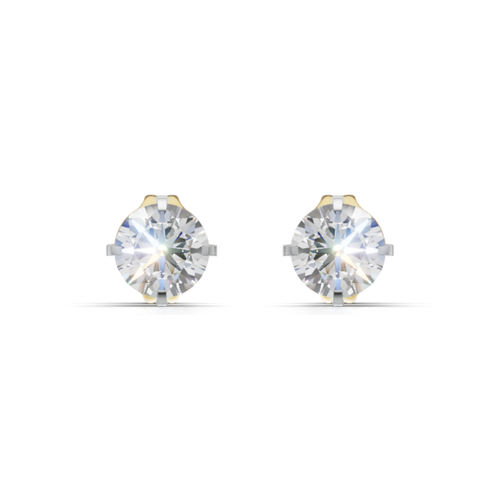 9 Kt Gold 10 Pointer Each Solitaire Lab Grown Diamond Stud Earrings