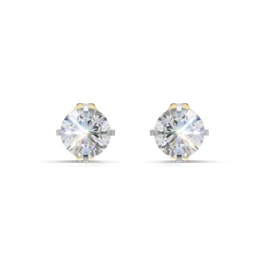 9 Kt Gold 10 Pointer Each Solitaire Lab Grown Diamond Stud Earrings