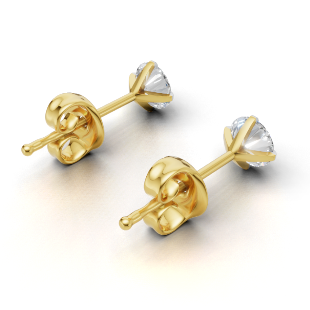 9 Kt Gold 10 Pointer Each Solitaire Lab Grown Diamond Stud Earrings