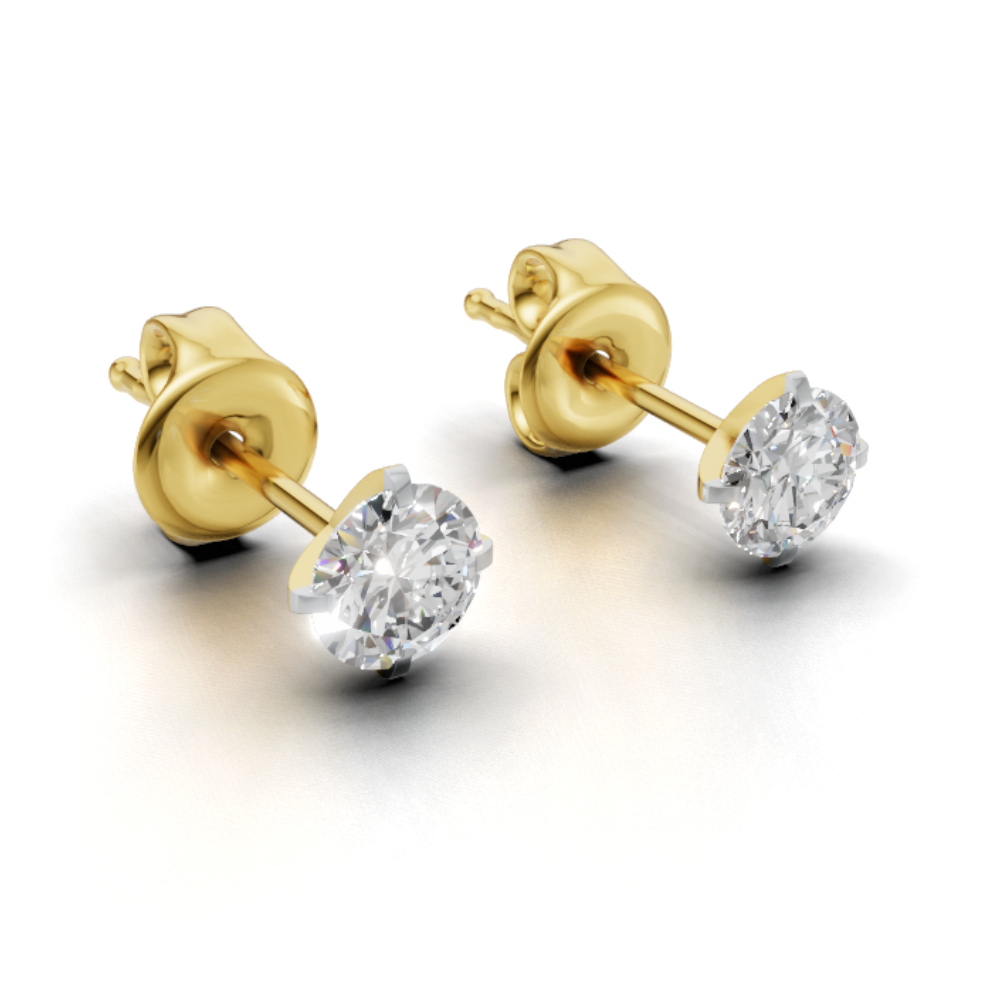 9 Kt Gold 10 Pointer Each Solitaire Lab Grown Diamond Stud Earrings