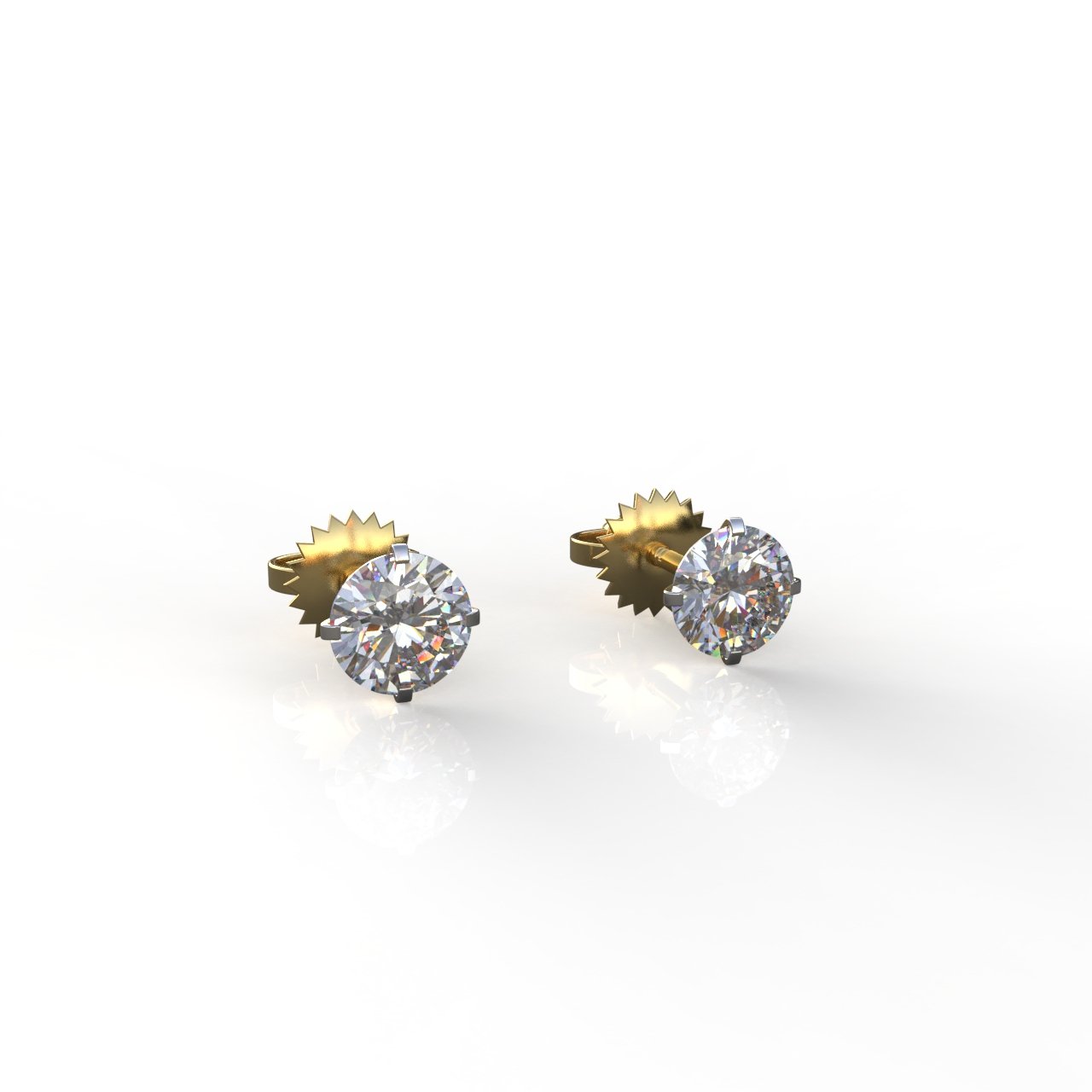 Avarta Jewellery 14k Gold 25 Cents Each Moissanite Solitaire Stud Earring