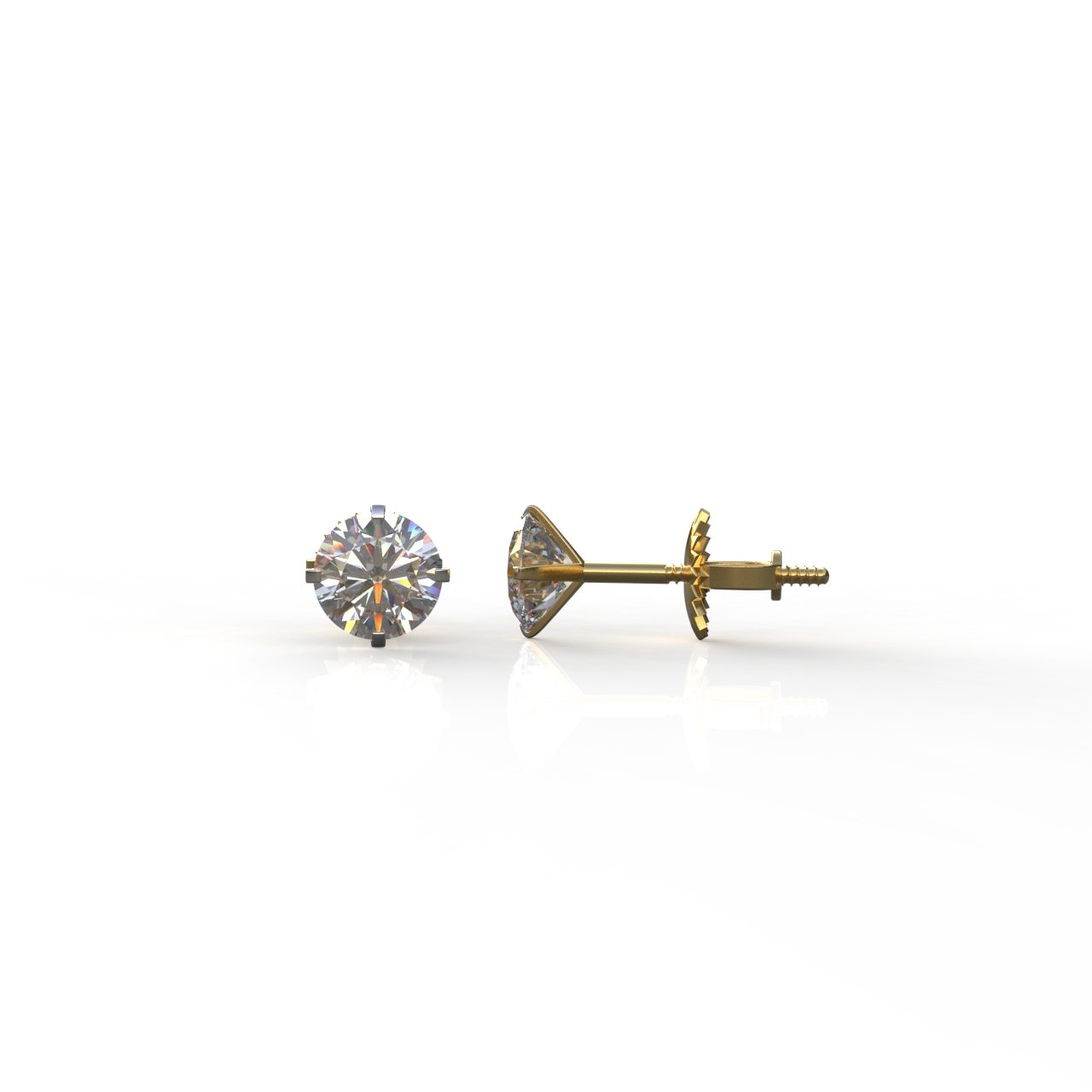Avarta Jewellery 14k Gold 25 Cents Each Moissanite Solitaire Stud Earring Main image