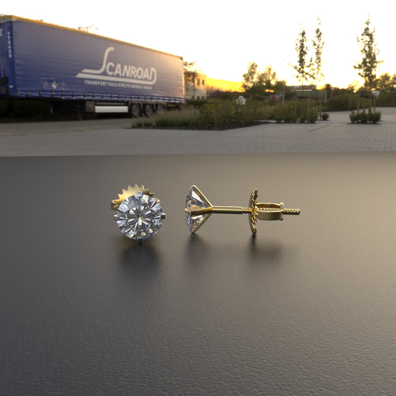 Avarta Jewellery 14k Gold 25 Cents Each Moissanite Solitaire Stud Earring