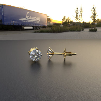Avarta Jewellery 14k Gold 25 Cents Each Moissanite Solitaire Stud Earring