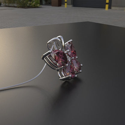 Avarta Jewellery Sterling Silver Ruby Butterfly Pendant With Chain