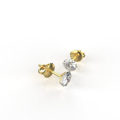 Avarta Jewellery 14k Gold 1 Carat Unisex Solitaire Studs