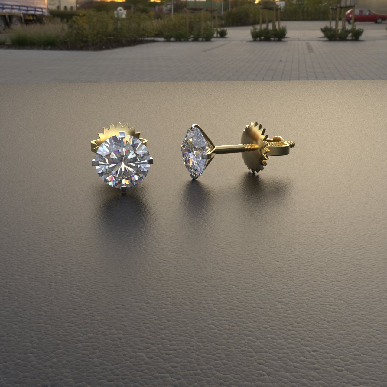 Avarta Jewellery 14k Gold 1 Carat Unisex Solitaire Studs