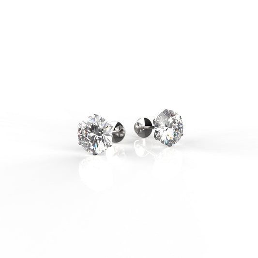Avarta Jewellery Sterling Silver 1 Carat Each Unisex Solitaires Stud Earrings