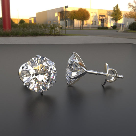 Avarta Jewellery Sterling Silver 2 Carat Solitaire Stud Earrings With White Gold Polish
