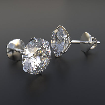 Avarta Jewellery Sterling Silver 2 Carat Solitaire Stud Earrings With White Gold Polish