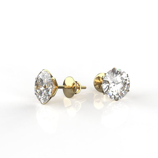 Avarta 18k Gold 3 Carat Each Moissanite Stud Earrings