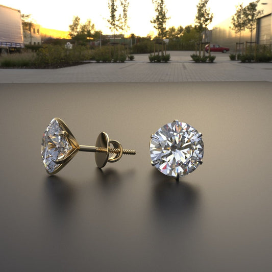 Avarta Sterling Silver 1.50 Carat Each Moissanite Solitaire Stud Earrings