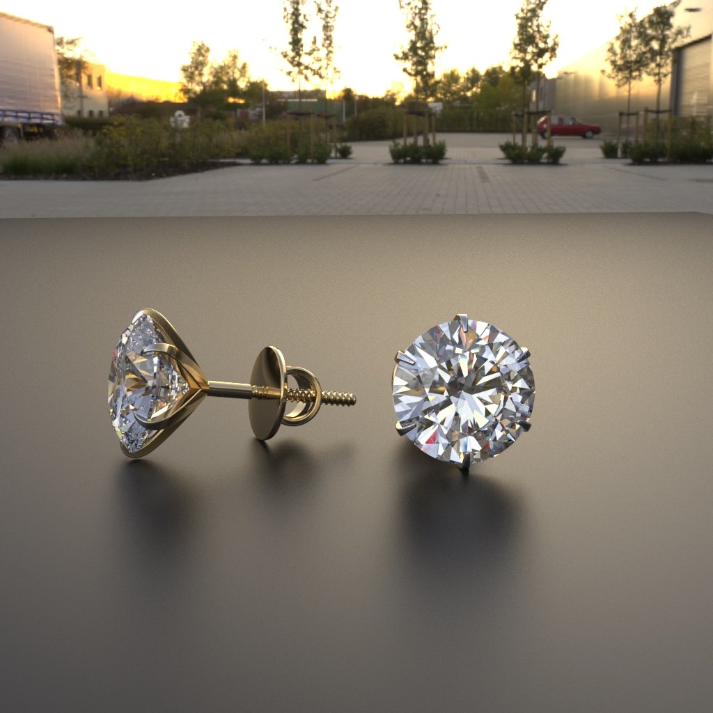 Avarta Jewellery 14k Gold 3 Carat Moissanite Stud Earrings