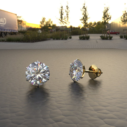 Avarta Jewellery 18k Gold 2 Carat Each Moissanite Solitaire Stud Earrings