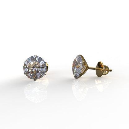 Avarta Jewellery 18k Gold 2 Carat Each Moissanite Solitaire Stud Earrings