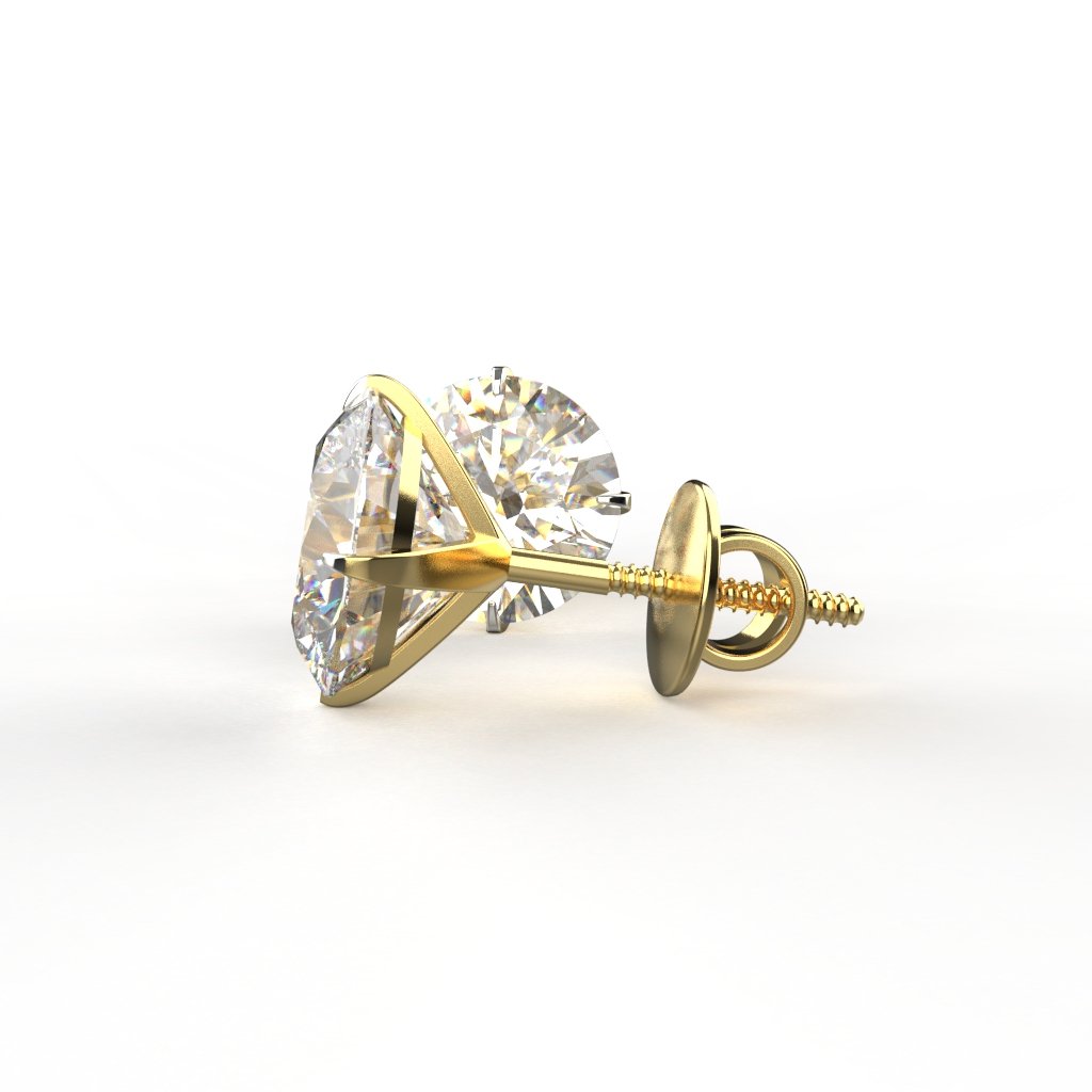 Avarta Jewellery 18k Gold 3 Carat Moissanite Stud Earrings